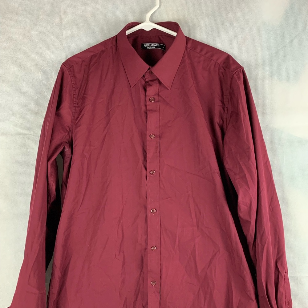 Paul Jones Button Down Dress Shirt Mens Size Large Wine Casual